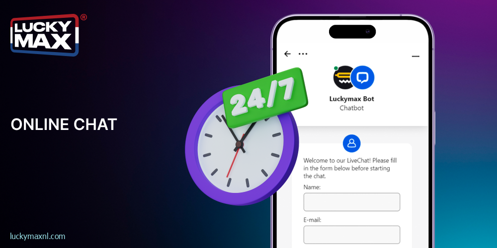 Neem contact op met de Lucky Max medewerkers via live chat